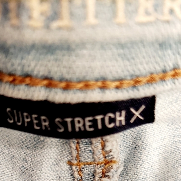 American Eagle Sz 4 Jeggings Hi Rise Patchwork Distressed Super Stretch Denim - Picture 9 of 13